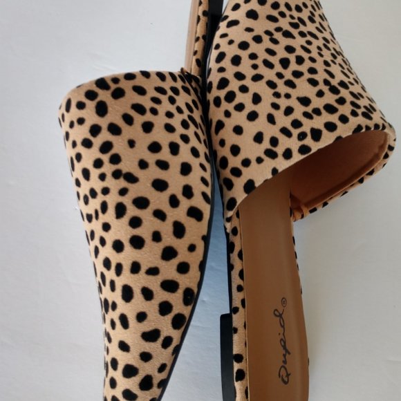 Qupid Shoes - Leopard Print Mule Cheetah Flats NWOB REDUCED FIRM